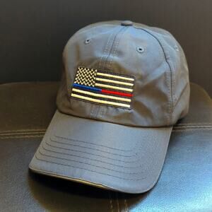 Core365 Navy Thin Blue Red Line First Responder Flag Adjustable Baseball Hat